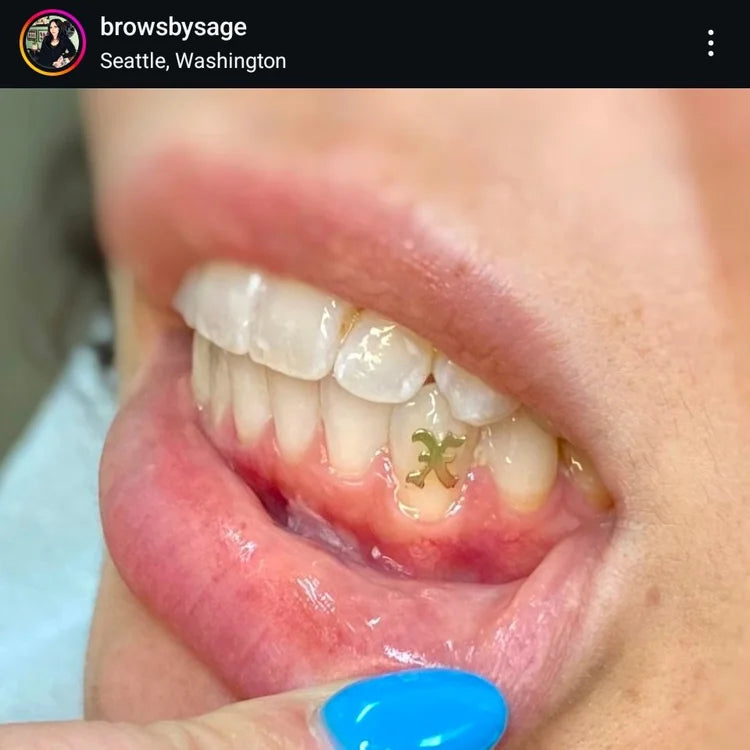 18K Straight Edge X Tooth Gem