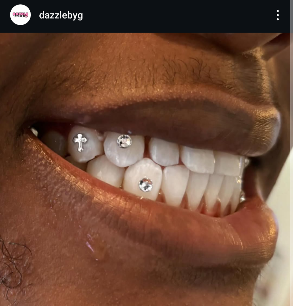 18k Gothic Cross Tooth Gem