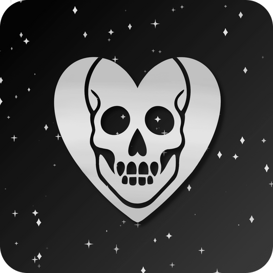 18K Skull Heart Tooth Gem