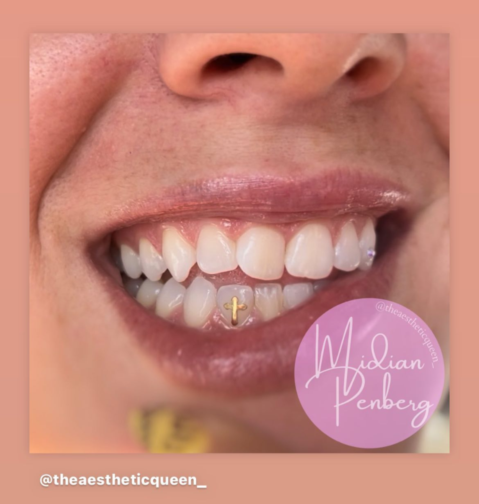 18K Baby Medieval Cross Tooth Gem