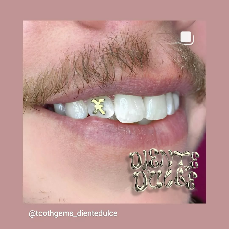 18K Straight Edge X Tooth Gem