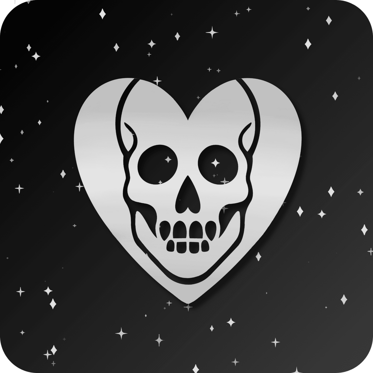18K Skull Heart Tooth Gem
